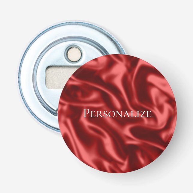Passion Red Romantic Faux Satin  Bottle Opener (Front)