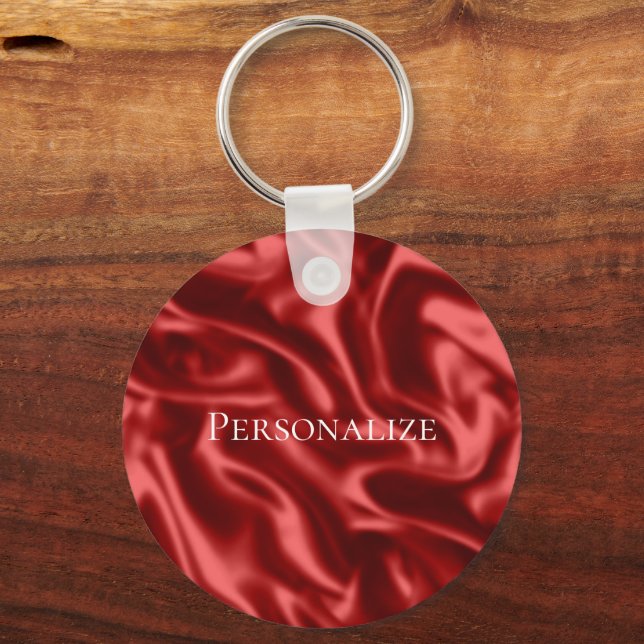 Passion Red Romantic Faux Satin  Keychain (Front)