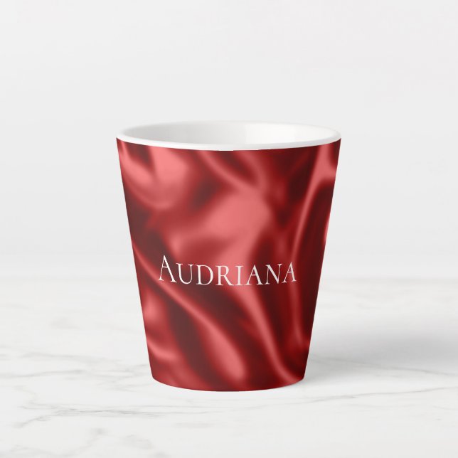 Passion Red Romantic Faux Satin  Latte Mug (Front)