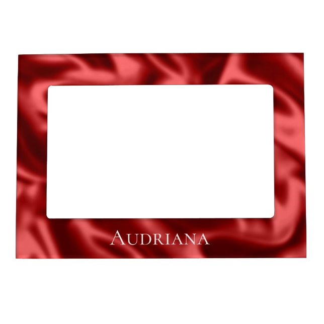 Passion Red Romantic Faux Satin  Magnetic Frame (Front)