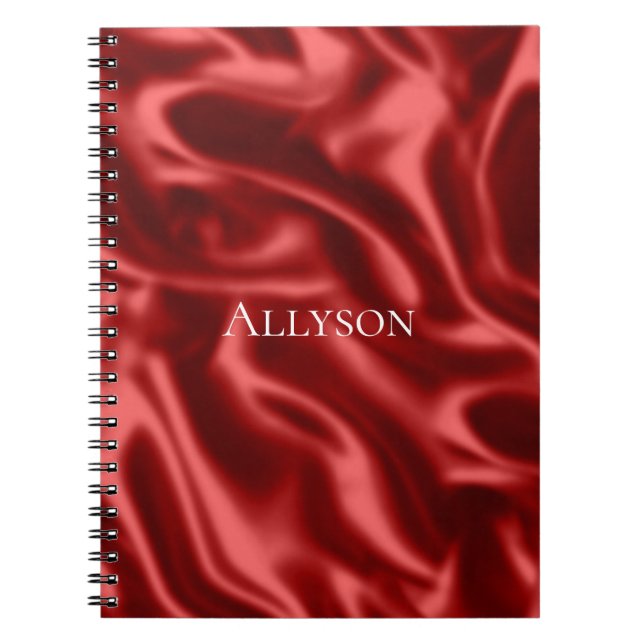 Passion Red Romantic Faux Satin  Notebook (Front)