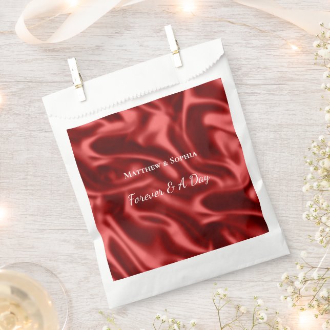Passion Red Romantic Faux Satin Wedding Favor Bag (Clipped)