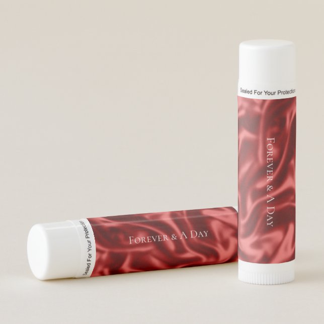 Passion Red Romantic Faux Satin Wedding Lip Balm (Front)
