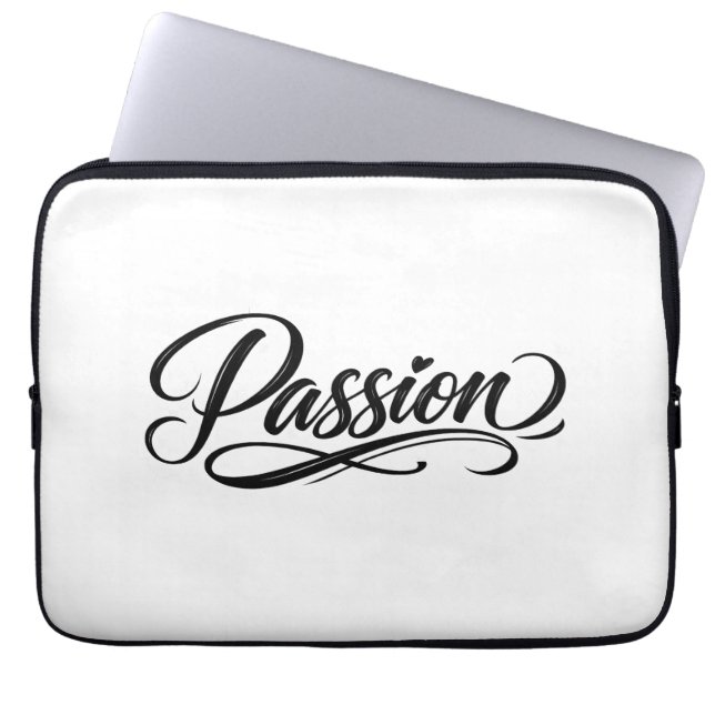 Passion Script | Elegant Minimalist Typography Laptop Sleeve (Front)