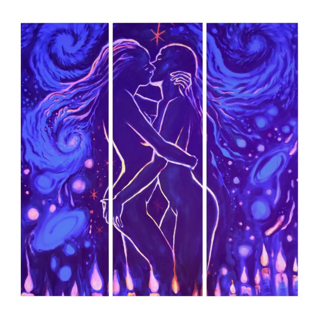 Passionate lesbian kiss  triptych (Front)