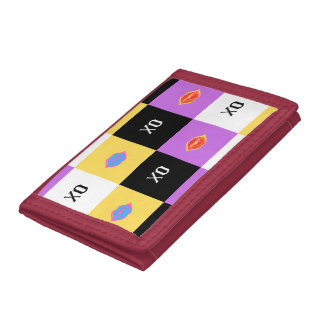 Passionate Lips & XO Pattern Trifold Wallet