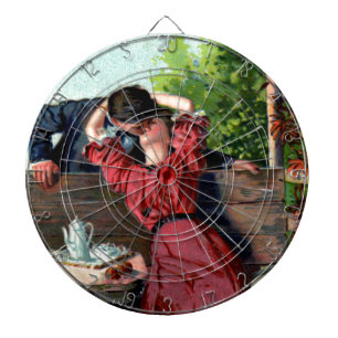 Passionate Lovers Kiss Vintage Image Dart Board