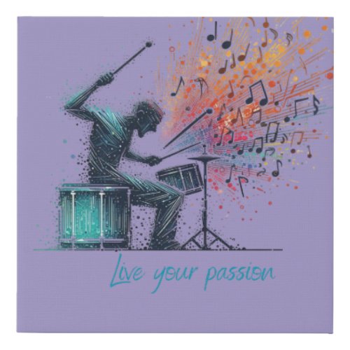 Passionate musician percussionist faux canvas print