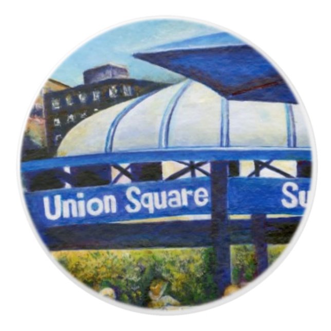 Passionate People Playing in the Park, NYC Ceramic Knob (Front)