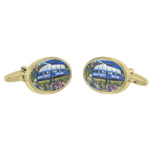 Passionate People Playing in the Park, NYC Gold Cufflinks