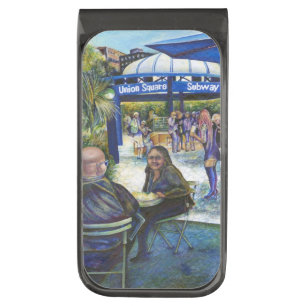 Passionate People Playing in the Park, NYC Gunmetal Finish Money Clip
