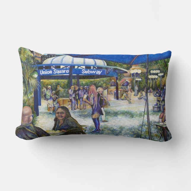 Passionate People Plazing in the Park, NYC Lumbar Pillow (Front)