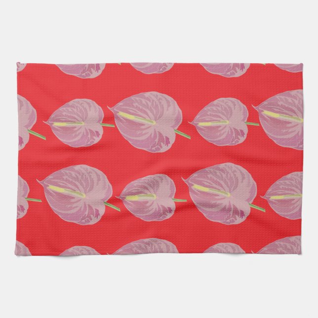 passionate pink anthurium pattern towel (Horizontal)
