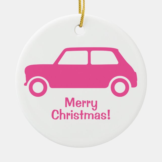 Passionate Pink Mini Cooper Ornament - Personalize (Front)