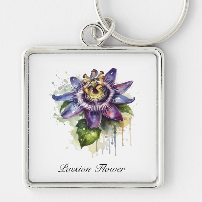 Passionate Purple Passion Flower Keychain (Front)