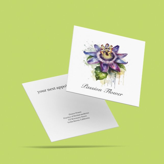 Passionate Purple Passion Flower Square Business Card (Creator Uploaded)
