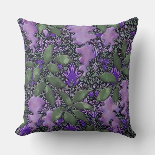 Passionate Purple Wisteria Jungle Throw Pillow (Front)