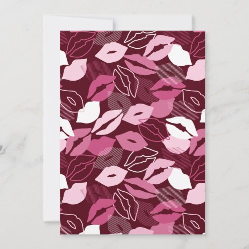 Passionate Red Pink Lips Kissing Pattern Thank You Card