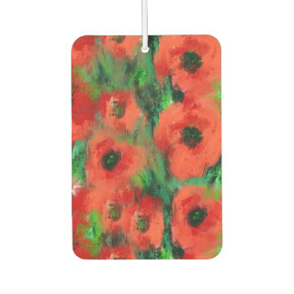 Passionate Red Poppies and Green Foliage Abstract Air Freshener