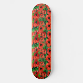 Passionate Red Poppies and Green Foliage Abstract Skateboard