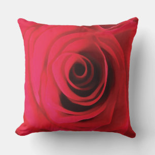 Passionate red rose, watercolor flower throw pillow