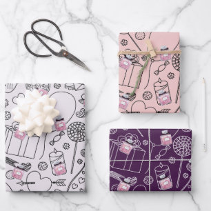 Passionate Valentine: Pink Fashion Perfume Bottle Wrapping Paper Sheets