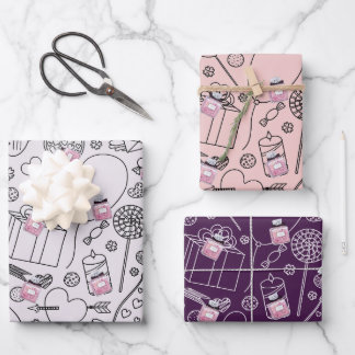 Passionate Valentine: Pink Fashion Perfume Bottle Wrapping Paper Sheets