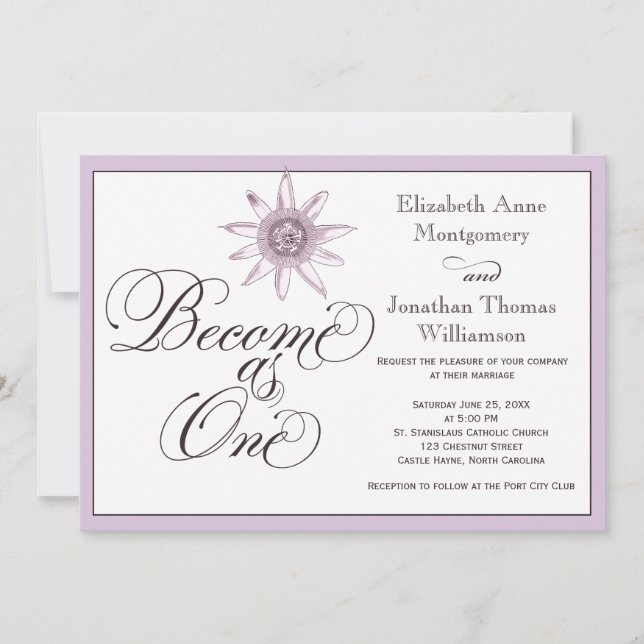 Passionflower Become as One Wedding Invitation (Front)