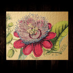 Passionflower Vintage Red Gold Illustration Jigsaw Puzzle<br><div class="desc">This vivid tissue jigsaw puzzle features a vivid passionflower image, from a public domain botanical illustration in a French horticultural magazine. The image has been digitally enhanced to give the edges more definition and set against a gold colored background. This beautiful antique floral drawing has been made available to the...</div>