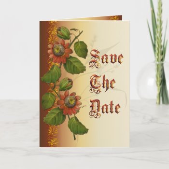 Passionflower Wedding Rust Save The Date Invitation by RainbowCards at Zazzle