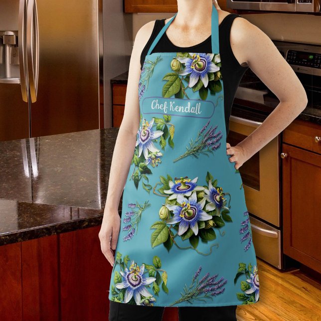 Passionflowers Bold Floral Personalized Bib Apron (Creator Uploaded)
