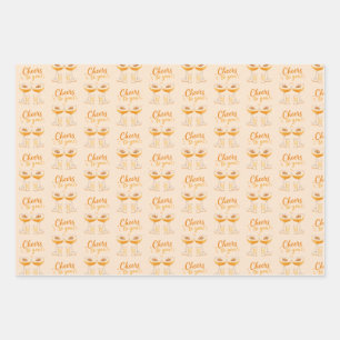 Passionfruit Martini Birthday Wrapping Paper Sheets
