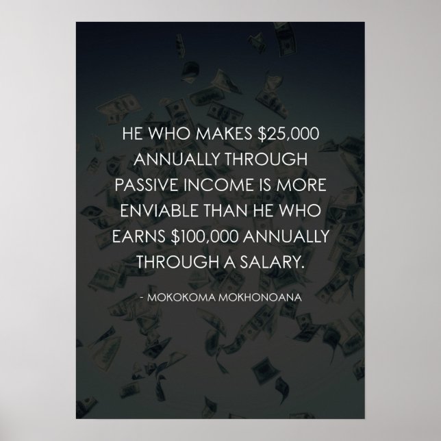 Passive Income vs Salary - Success and Hustle Poster (Front)