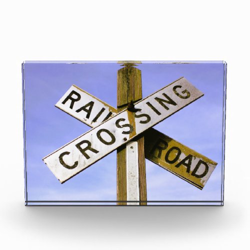 Passive Railroad Crossing Crossbuck Sign Photo Block