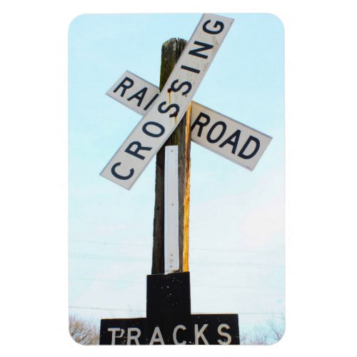Passive Railroad Crossing With Tracks Sign Magnet