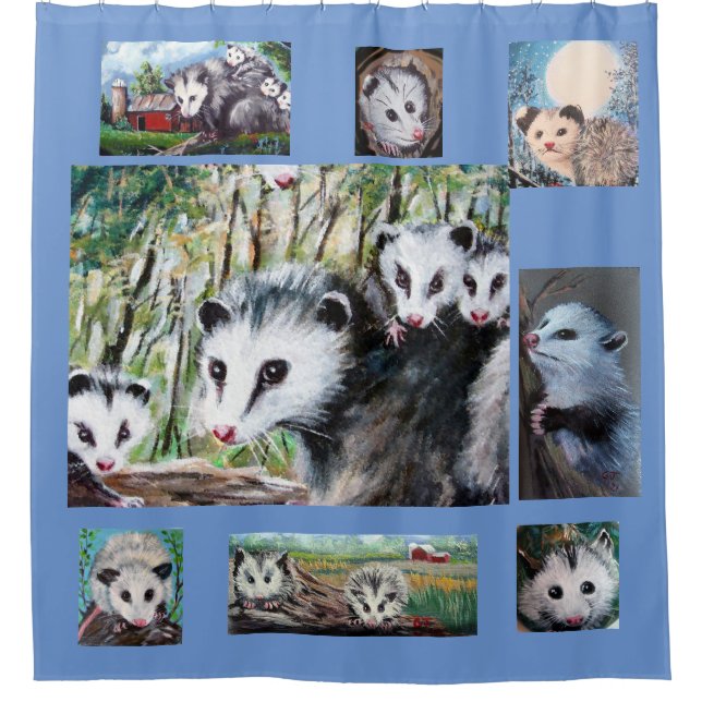 Passle of Opossums Shower Curtain (Front)
