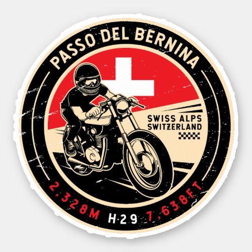 Passo del Bernina  Switzerland  Motorcycle Sticker