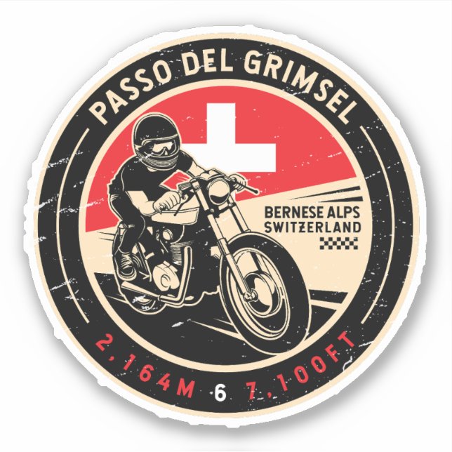 Passo Del Grimsel | Switzerland | Motorcycle Sticker (Front)