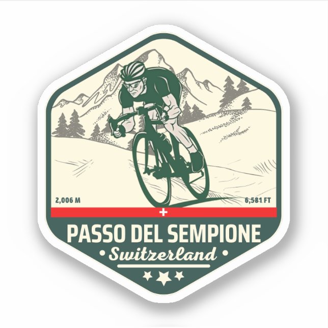 Passo del Sempione italian swiss Mountains biking Sticker (Front)