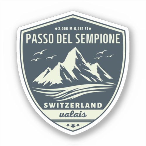 Passo del Sempione italian swiss Mountains moto Sticker