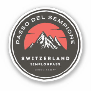 Passo del Sempione italian swiss Mountains moto Sticker