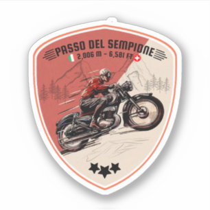 Passo del Sempione italian swiss Mountains motorc Sticker