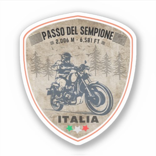 Passo del Sempione italian swiss Mountains motorcy Sticker