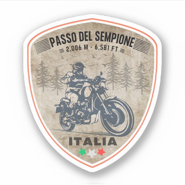 Passo del Sempione italian swiss Mountains motorcy Sticker (Front)