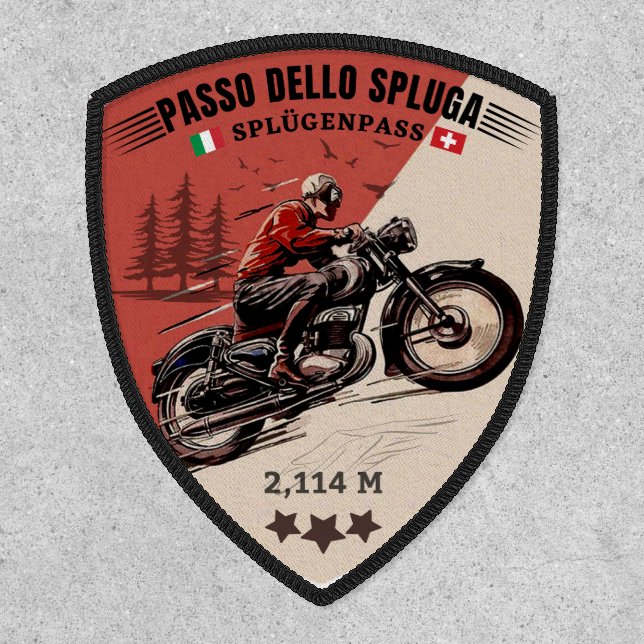   Passo dello Spluga italian swiss Mountains moto Patch (Front)