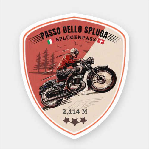   Passo dello Spluga italian swiss Mountains moto Sticker