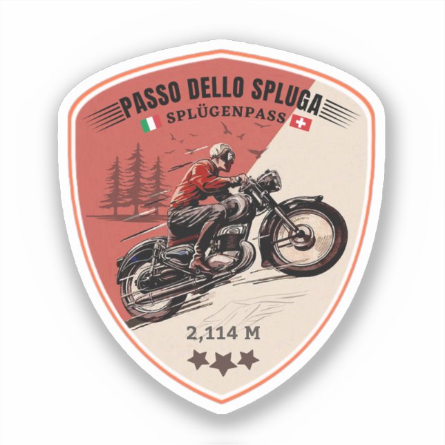   Passo dello Spluga italian swiss Mountains moto Sticker (Front)