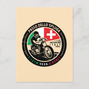 Passo Dello Spluga Italy Switzerland Motorcycle Postcard