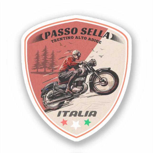 passo Sella italian Mountains motorcycle Sticker (Front)