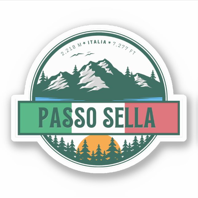  passo Sella italian Mountains motorcycle trip Sticker (Front)